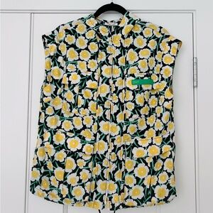 Diane Von Furstenberg Yellow Floral Top vest